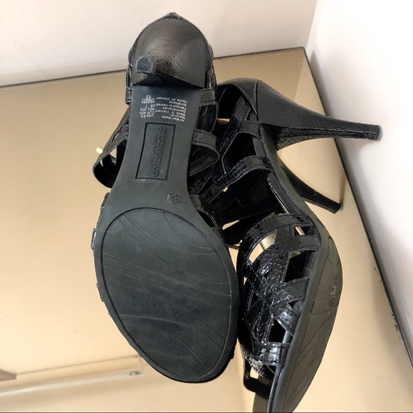 CHRISTIAN SIRIANO Black Lace Up Heels. 8.5 - Picture 3 of 7